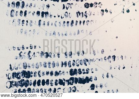 White Stamped Background With Blue Diy Block Prints