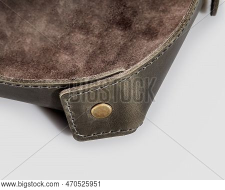 Brown Genuine Leather Tray With Debossed Declaration Of Love