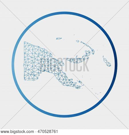 Papua New Guinea Icon. Network Map Of The Country. Round Papua New Guinea Sign With Gradient Ring. T