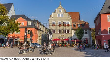 Weimar, Germany - September 22, 2020: Panorama Of The Herderplatz Square In Weimar, Germany