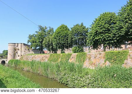 Old City Walls And Moat Of Bergues, France
