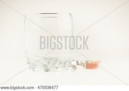 New Removable Dental Prostheses Isolated On White Background