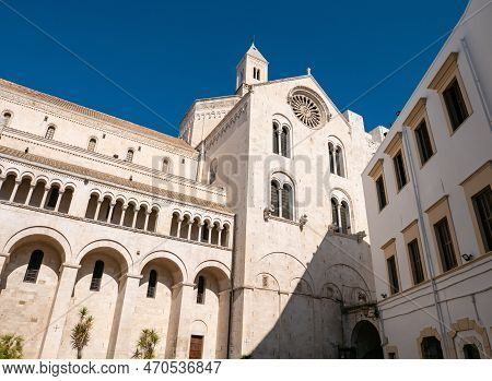 Ancient Basilica Cattedrale Metropolitana Primaziale San Sabino Church In Bari, Italy, Eu