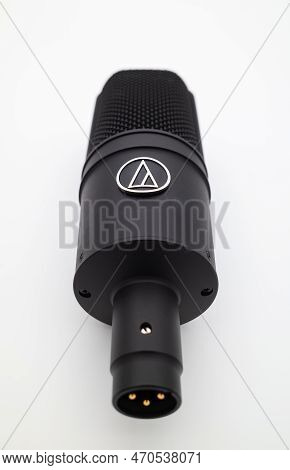 Zurich, Switzerland - December 21, 2022: Studio Microphone Large Diaphragm Cardioid Audio Technica A