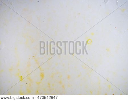 Mold On Bathroom Enamel. Black Dots Of Mold And Yellow Plaque. Requires Cleaning. Before Using Clean