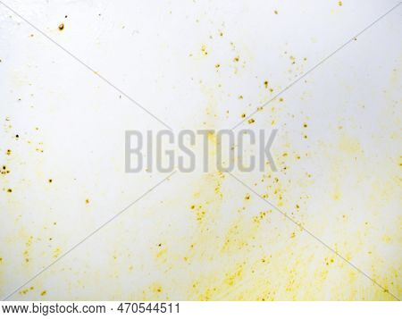 Mold On Bathroom Enamel. Black Dots Of Mold And Yellow Plaque. Requires Cleaning. Before Using Clean