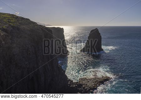 Farralon De Tabata - Majestic Coastal Cliffs With Monumental Rock Formation