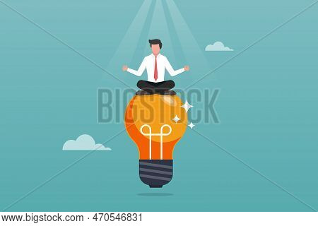 Businessman Thinking During Meditation To Find The Best Solution For His Problems. Calm, Focused And