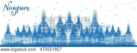 Outline Nagpur India Skyline With Blue Buildings. Vector Illustration. Business Travel And Tourism C