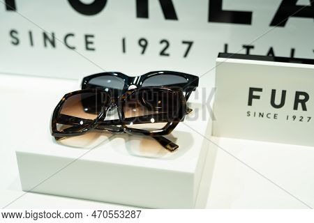 Tarragona, Spain - December 04, 2022: Furla Sunglasses On A Showcase Close-up.