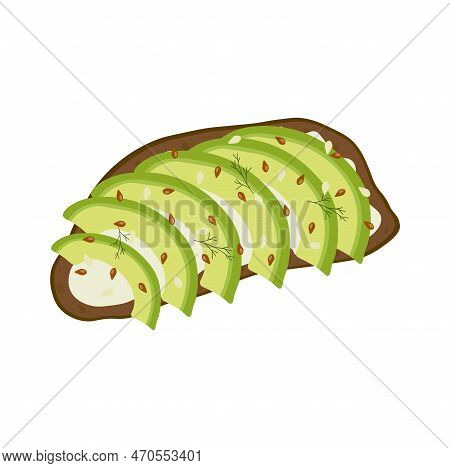 Avocado Toast. Fresh Toasted Dark Rye Bread With Slices Of Ripe Avocado. Delicious Avocado Sandwich 