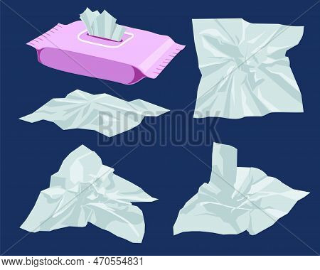 Napkin Box. Tissue Box White Tissue. Facial Tissue Holder. The Crumpled Napkin Lies. Trash In Flat V