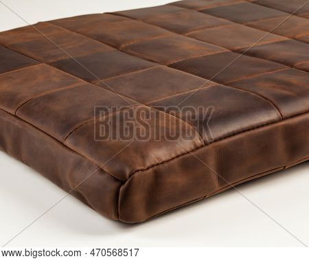 Hand-stitched Floor Mattress Of Square Pieces Of Brown Leather