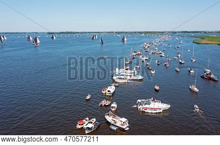 Aerial From Skutsjesilen On The Sneekermeer In Friesland In The Netherlands