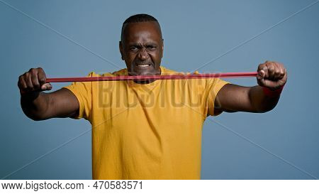 Mature Athletic Man Stand In Gray Background Studio Strong Athlete Sportsman With Tense Expression S
