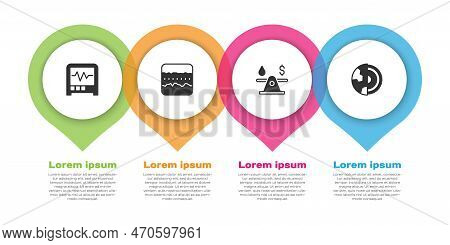 Set Seismograph, Soil Ground Layers, Oil Money And Earth Core Structure Crust. Business Infographic 