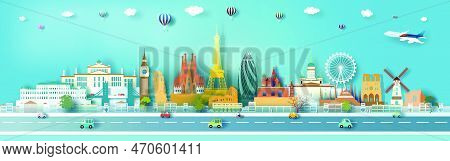 Travel Landmark Europe With City Downtown Architecture Skyline And Europe Tourism, Tour Monument Cit