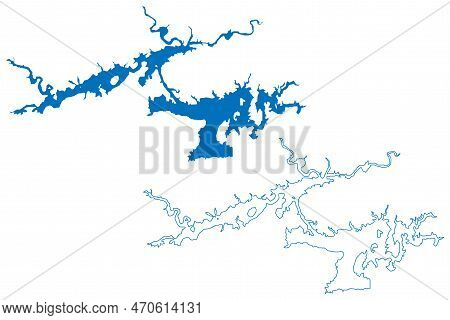 Lake Greers Ferry Reservoir (united States Of America, North America, Us, Usa, Arkansas) Map Vector 