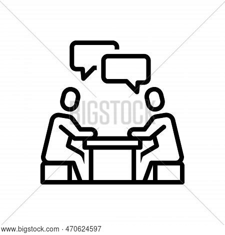 Black Line Icon For Verbal Oral Spoken Vocal Discuss Debate Chat Dialogue Bubble Communication