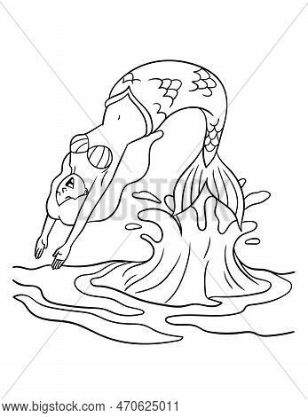 A Cute And Funny Coloring Page Of Mermaid Backflips. Provides Hours Of Coloring Fun For Children. Co