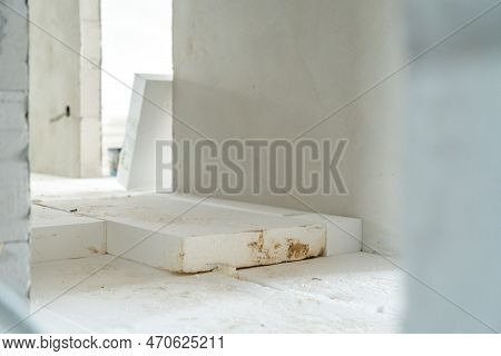 Insulation Of Floors With Polystyrene On The Construction Site