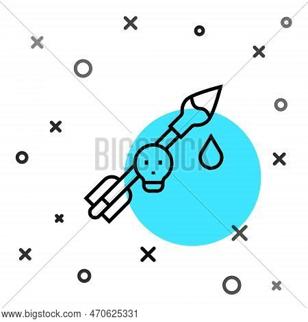 Black Line Poison On The Arrow Icon Isolated On White Background. Poisoned Arrow. Random Dynamic Sha
