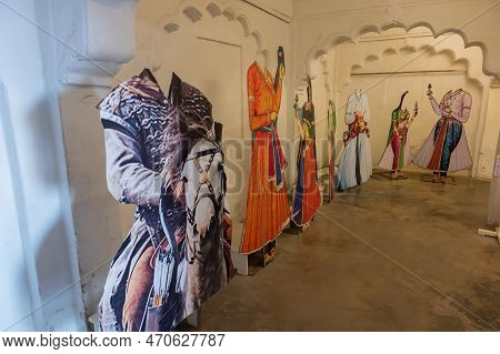 Jodhpur, Rajasthan, India - 19th October 2019 : Cut Outs Of Designer Antique Dresses Of Rajput Mahar