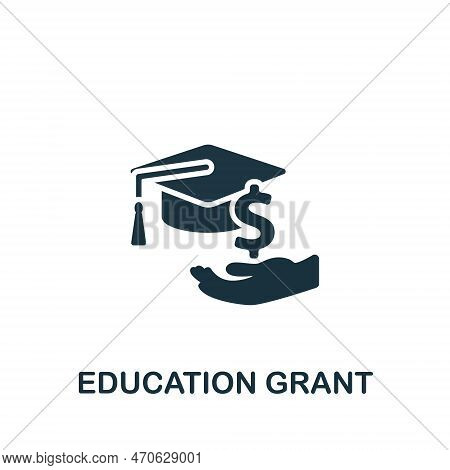 Education Grant Icon. Monochrome Simple Sign From Donation Collection. Education Grant Icon For Logo