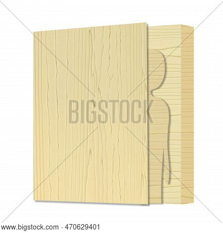 Wooden Box With Image Human For Icon Isolated On White Background. 3d Illustration. Vector Eps 10.