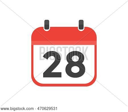 Simple Calendar With Date 28 Day Twenty Eight Logo Design. Calendar Icon Flat Day 28. Reminder Symbo