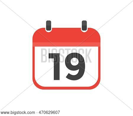 Simple Calendar With Date 19 Day Nineteen Logo Design. Calendar Icon Flat Day 19. Reminder Symbol. E