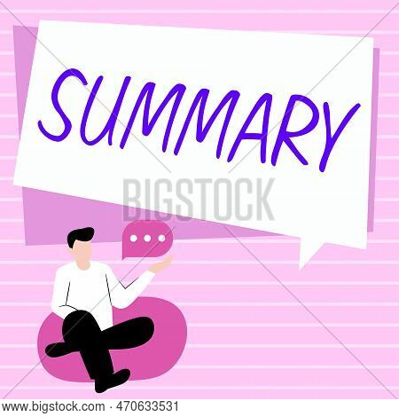 Writing Displaying Text Summary. Business Idea Brief Statement Abstract Synopsis Concise Abbreviated