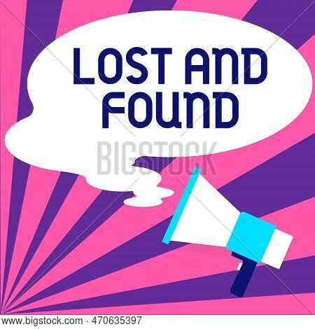 Conceptual Display Lost And Found. Business Showcase Place Where You Can Find Forgotten Things Searc