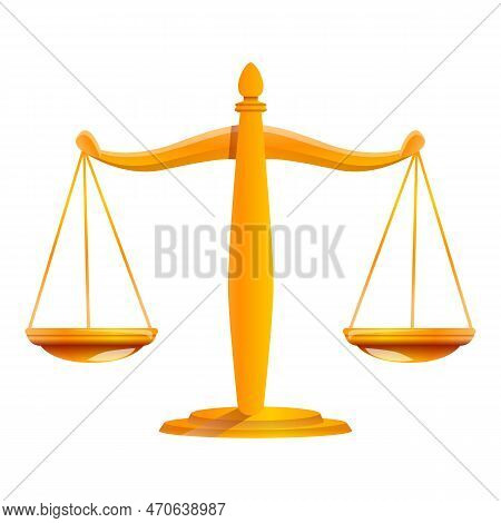 Judge Gold Balance Icon. Cartoon Of Judge Gold Balance  Icon For Web Design Isolated On White Backgr