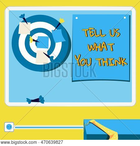 Conceptual Caption Tell Us What You Think. Internet Concept Express Your Emotions And Thoughts To Ot
