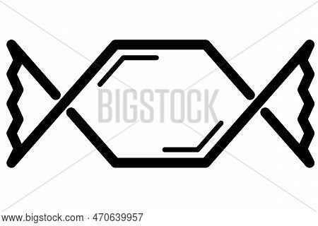 Outline Wrapped Bonbon Icon With Shadow, Black And White