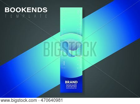 Blue Bookend Template With Flowing Liquid Shapes, Amoeba Forms. Abstract Dynamic Gradient Graphic El