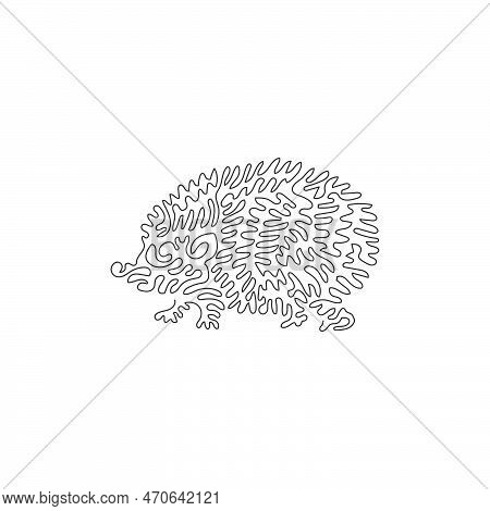 Single Swirl Continuous Line Drawing Of The Humble Hedgehog Abstract Art. Continuous Line Draw Graph