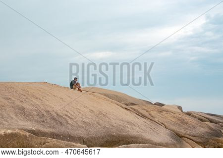 Florianopolis, Brazil - January 22, 2023 : People Relax On The Beach Mole, Florianopolis, Brazil.