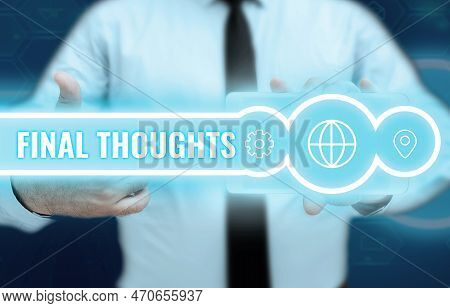 Writing Displaying Text Final Thoughts. Business Concept Conclusion Last Analysis Recommendations Fi