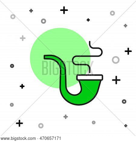 Filled Outline Smoking Pipe With Smoke Icon Isolated On White Background. Tobacco Pipe. Vector