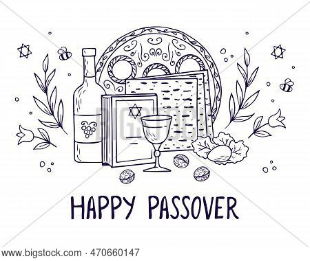 Passover Greeting Card, Poster, Invitation. Jewish Holiday. Passover Template For Your Design With M