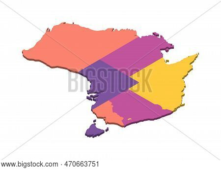 Australia Political Map Of Administrative Divisions - States And Teritorries. Isometric 3d Blank Vec
