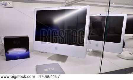 Warsaw, Poland. 10 February 2023. Inside The Apple Museum. Apple Tv (1st Gen.).