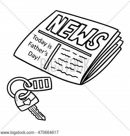 A Cute And Funny Coloring Page Of A Newspaper And Key. Provides Hours Of Coloring Fun For Children. 