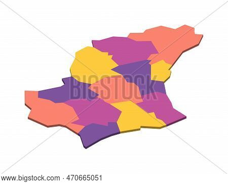 Luxembourg Political Map Of Administrative Divisions - Cantons. Isometric 3d Blank Vector Map In Fou