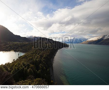 Southern Alps Lake Wakatipu Mountain Nature Landscape Panorama From Fortune Bobs Cove Track Peninsul