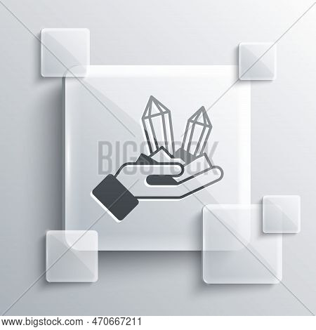 Grey Gem Stone Icon Isolated On Grey Background. Jewelry Symbol. Diamond. Square Glass Panels. Vecto