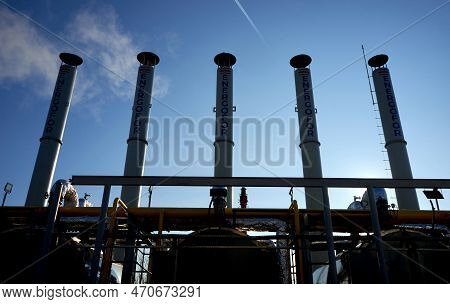 Bucharest, Romania - February 13, 2023: Temporary Thermal Power Plant Built On The Former Cet Titan 