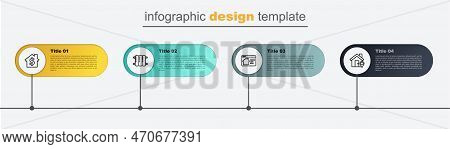 Set Line Location With House, Online Real Estate, Heating Radiator And House Dollar Symbol. Business